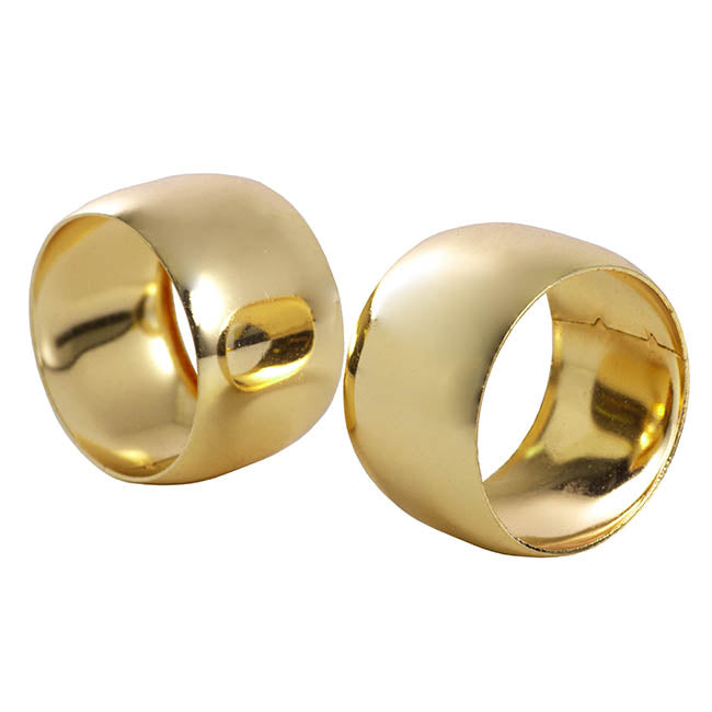 Metal Napkin Ring Pack 2 Solid Gold (4cmDx2.8cmH)