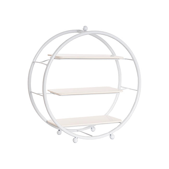 Cake Display Stand 3 Tier w Ceramic Trays White (40cmD)