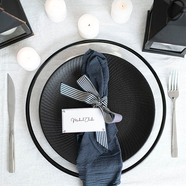 Clear Charger Plate w Black Edge Pack 4 (33cmD)