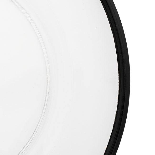 Clear Charger Plate w Black Edge Pack 4 (33cmD)