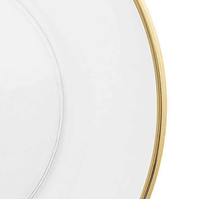 Clear Charger Plate w Gold Edge Pack 4 (33cmD)