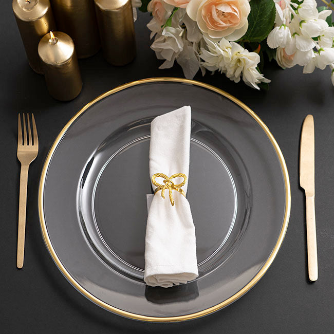 Clear Charger Plate w Gold Edge Pack 4 (33cmD)