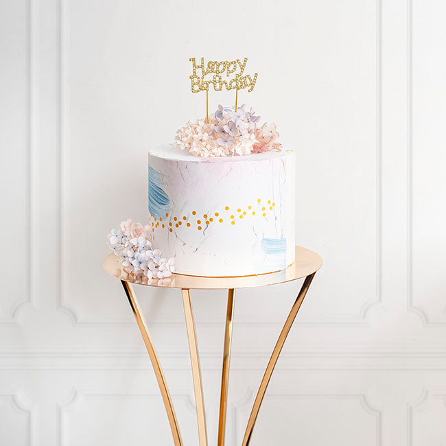 Cake Topper Happy Birthday Rhinestone Gold (9.5cmWx16cmH)