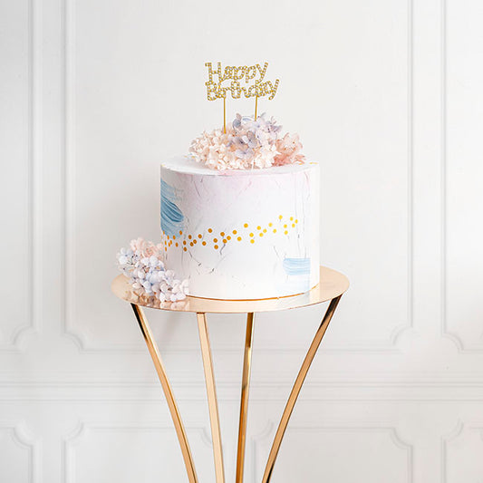 Cake Topper Happy Birthday Rhinestone Gold (9.5cmWx16cmH)