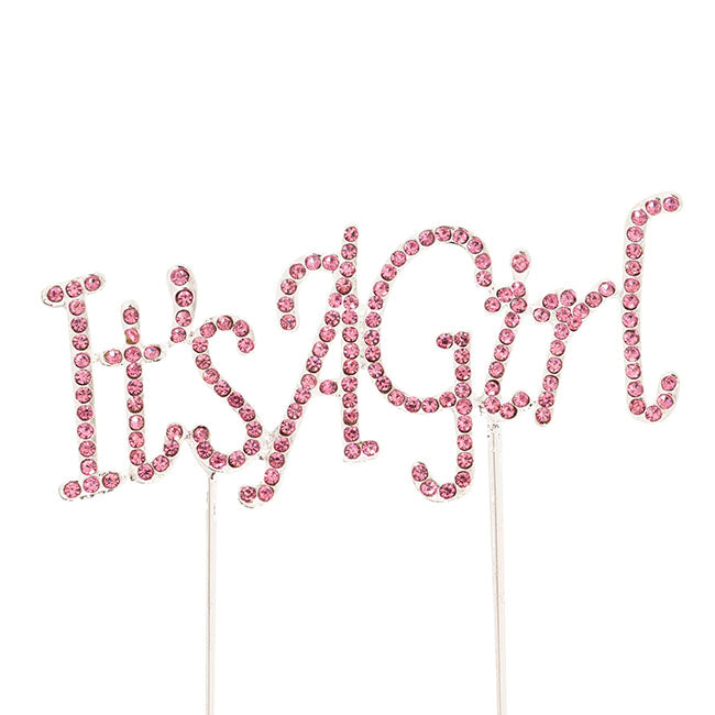 Cake Topper It's a Girl Rhinestone Pink (9.5cmWx16cmH)