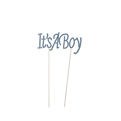 Cake Topper It's a Boy Rhinestone Blue (10cmWx16cmH)