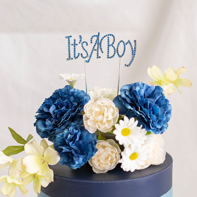 Cake Topper It's a Boy Rhinestone Blue (10cmWx16cmH)