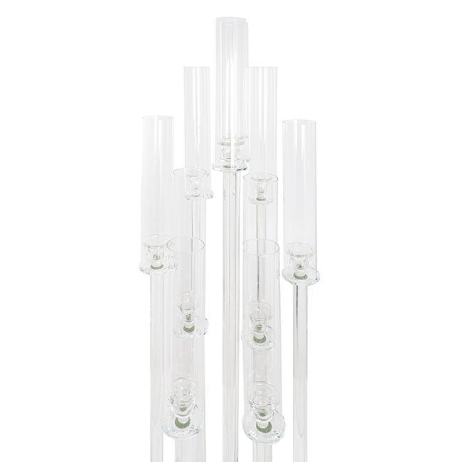 Crystal Candelabra 10 Glass Candle Holders Clear (109cmH)