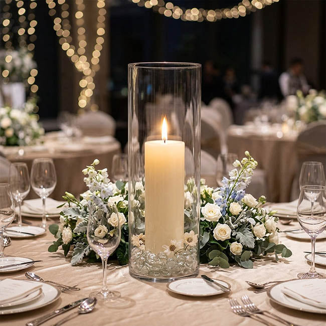 Glass Hurricane Event Candle Sleeve Clear (10.5Dx35cmH) – Koch & Co Pty Ltd