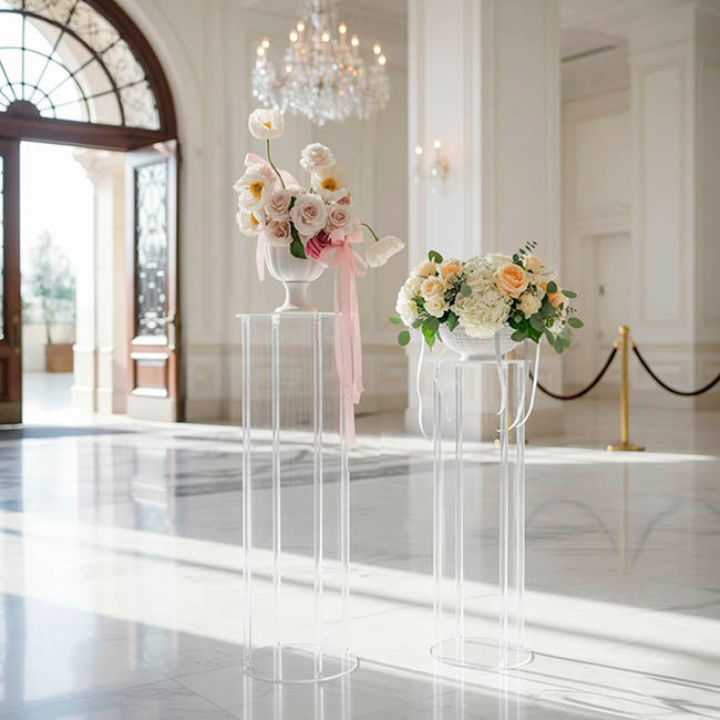 Acrylic Frame Round Display Flower Stand Clear (30cmDx90cmH)