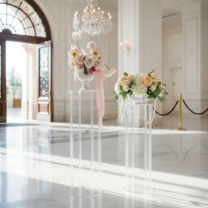 Acrylic Frame Round Display Flower Stand Clear (30cmDx90cmH)