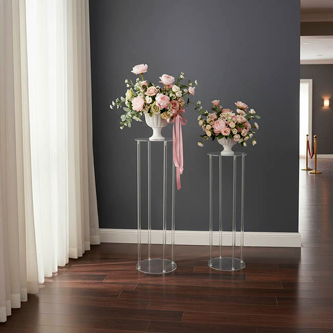Acrylic Frame Round Display Flower Stand Clear (30cmDx90cmH)