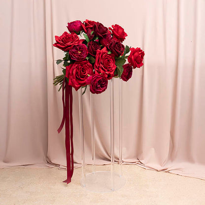 Acrylic Frame Round Display Flower Stand Clear (30cmDx70cmH)