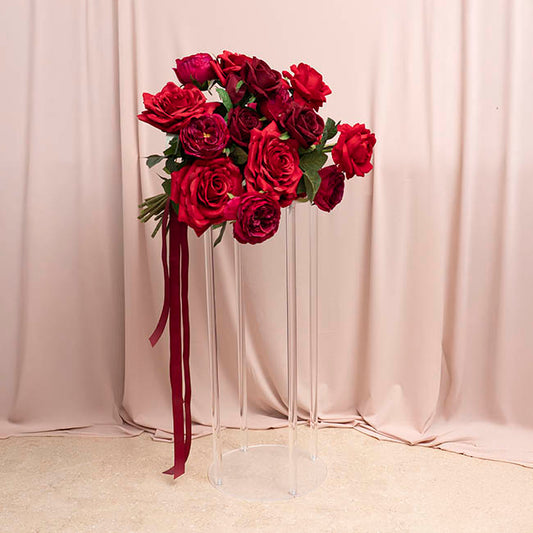 Acrylic Frame Round Display Flower Stand Clear (30cmDx70cmH)