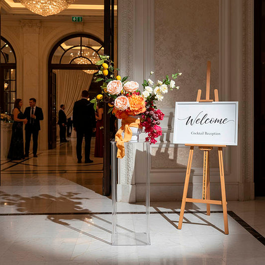 Acrylic Frame Square Display Flower Stand Clear(30x30x80cmH)