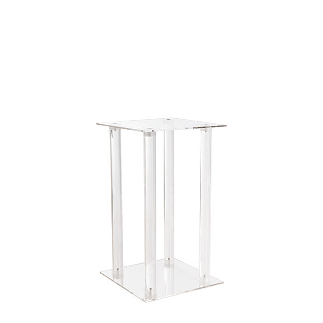 Acrylic Centrepiece Square Flower Stand Clear (25x25x50cmH)