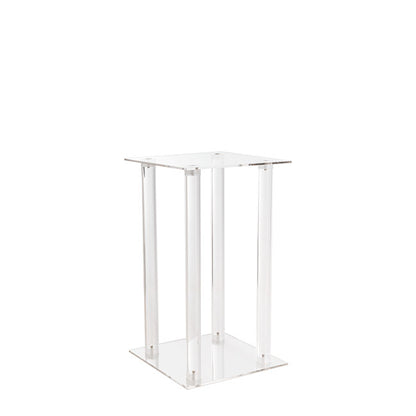 Acrylic Centrepiece Square Flower Stand Clear (25x25x50cmH)