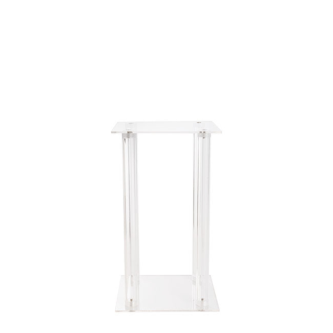 Acrylic Centrepiece Square Flower Stand Clear (25x25x50cmH)