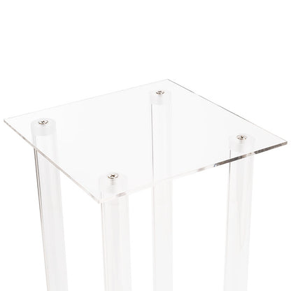 Acrylic Centrepiece Square Flower Stand Clear (25x25x50cmH)