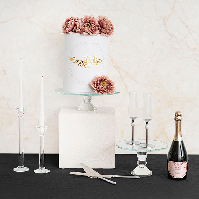 Round Glass Crystal Cake Stand Clear (25cmDx15cmH)