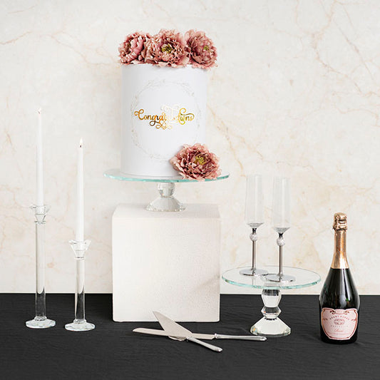 Round Glass Crystal Cake Stand Clear (35cmDx10cmH)