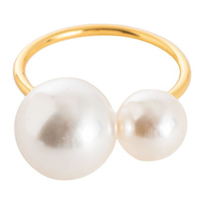 Pearl Napkin Ring Pack 4 Ivory & Gold (4.5cmD)
