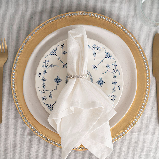 Diamante Napkin Ring Pack 4 Silver (4.5cmD)