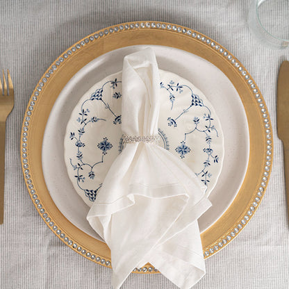 Diamante Napkin Ring Pack 4 Silver (4.5cmD)