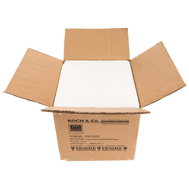 Crystal Glass Square Cake Stand Clear (23x22cmH)