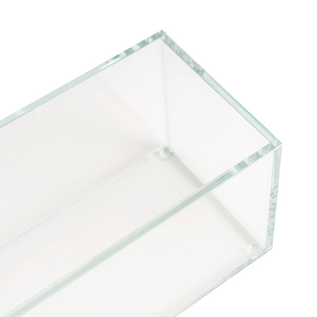 Crystal Glass Rectangle Low Rise Trough Clear (40x12cmH)