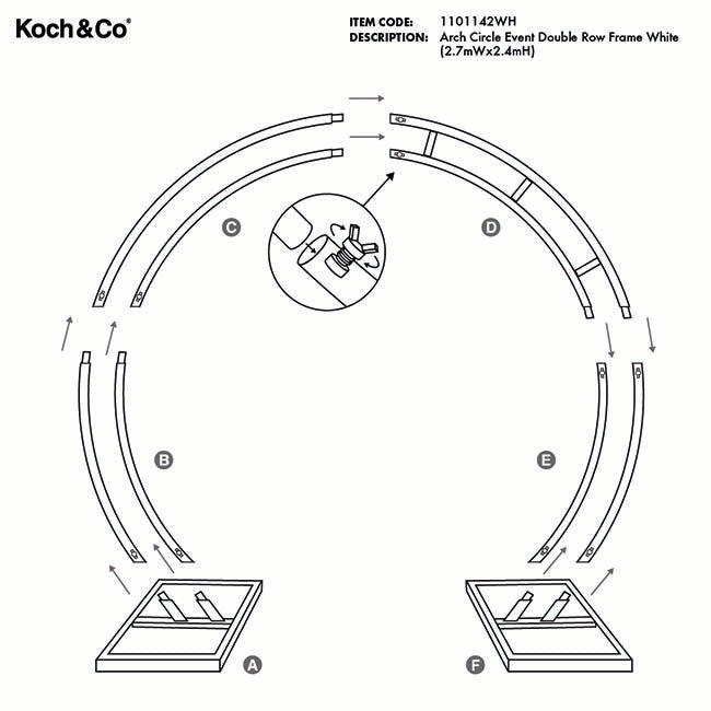 Arch Circle Event Double Row Frame White (2.7mWx2.4mH)