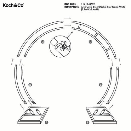 Arch Circle Event Double Row Frame White (2.7mWx2.4mH)