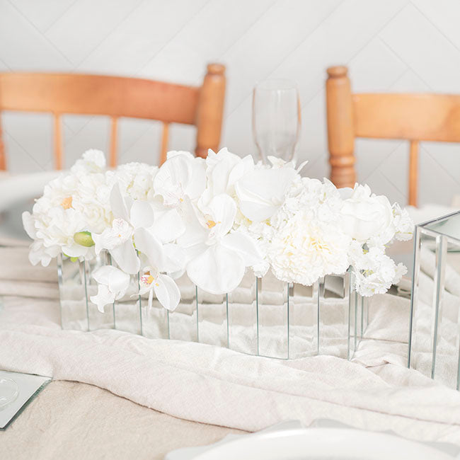 Mirror Strip Trough Glass Vase Silver (30.5cmLx10cmH)