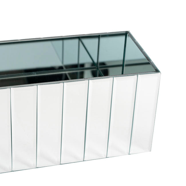 Mirror Strip Trough Glass Vase Silver (30.5cmLx10cmH)