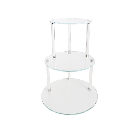Crystal Glass 3 Tier Cake Display Stand Clear (38cmH)