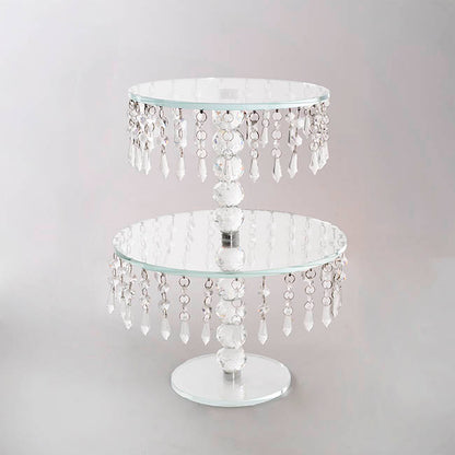 Elegant Crystal Cake Stand Round 2 Tier Clear (40cmH)