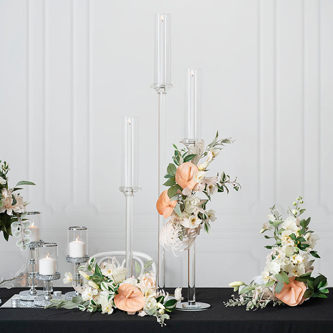 Crystal Glass Single Pillar Candle Holder Clear (80cmH)