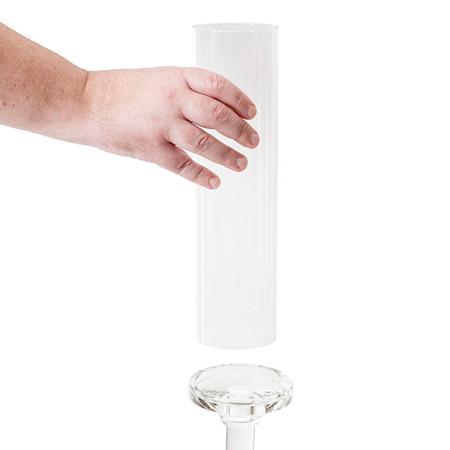 Crystal Glass Single Pillar Candle Holder Clear (80cmH)