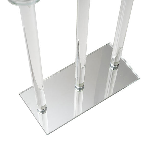 Crystal Glass 3 Head Linear Pillar Candelabra Clear (96cmH)