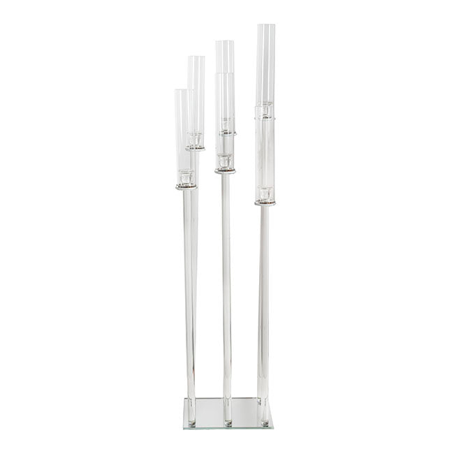 Crystal Glass 6 Head Spiral Pillar Candelabra Clear (130cmH)