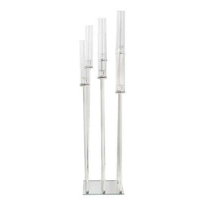 Crystal Glass 6 Head Spiral Pillar Candelabra Clear (130cmH)