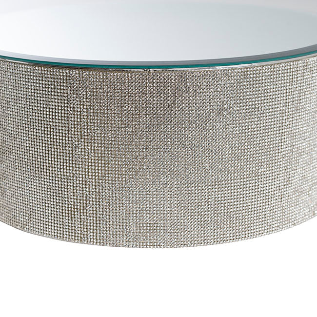Mirror Diamond Round Platform Riser Silver (30cmDx12cmH)