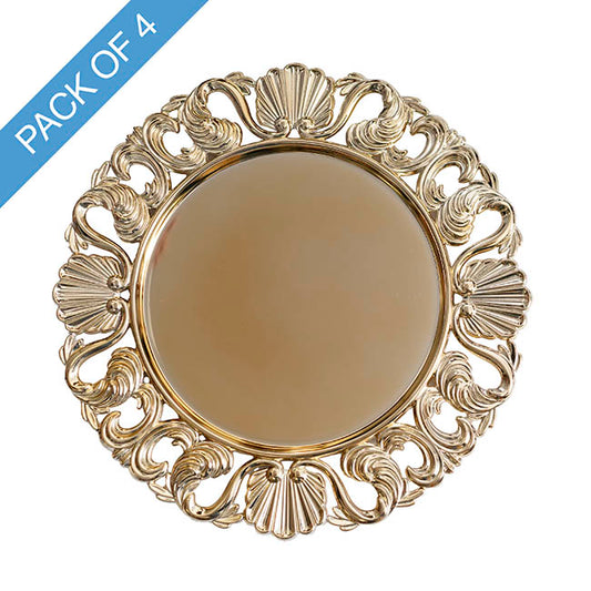 Brocade Pattern Edge Charger Plate Pack4 Chrome Gold(32.5cmD