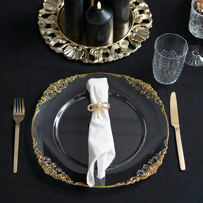Gold Edge Vintage Charger Plate Pack 4 Clear (35.5cmD)