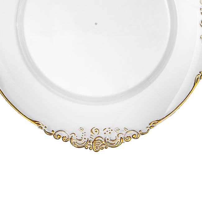 Gold Edge Vintage Charger Plate Pack 4 Clear (35.5cmD)