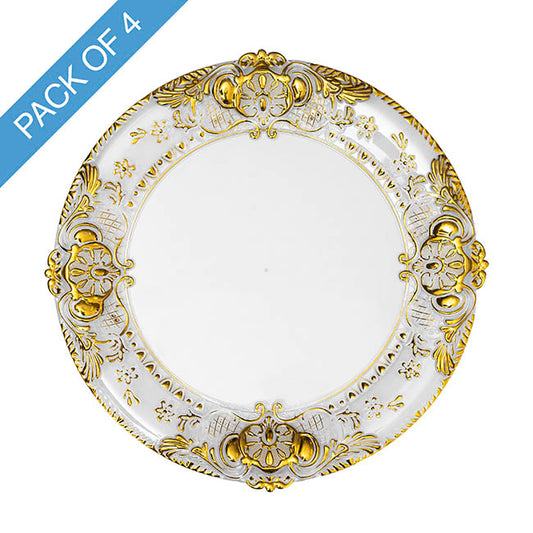 Gold Edge Baroque Charger Plate Pack 4 Clear (34.5cmD)