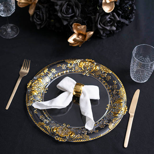 Gold Edge Baroque Charger Plate Pack 4 Clear (34.5cmD)