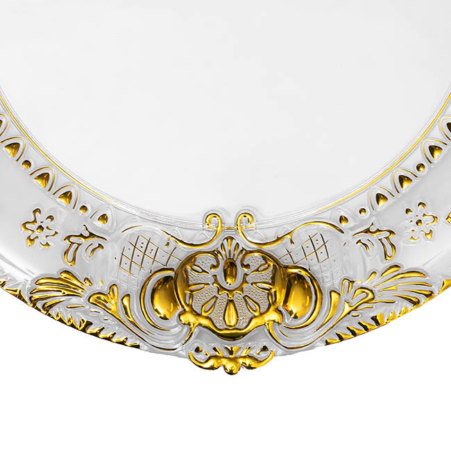 Gold Edge Baroque Charger Plate Pack 4 Clear (34.5cmD)