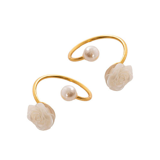 Pearl Rose Napkin Ring Pack 2 Gold (4.5cmD)