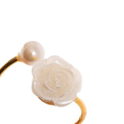 Pearl Rose Napkin Ring Pack 2 Gold (4.5cmD)